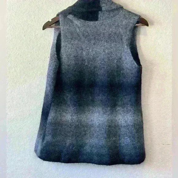 Eileen Fisher Womens XS Open Front Mohair Knit Vest Jacket Gray Black Lagenlook‎ - Picture 2 of 8